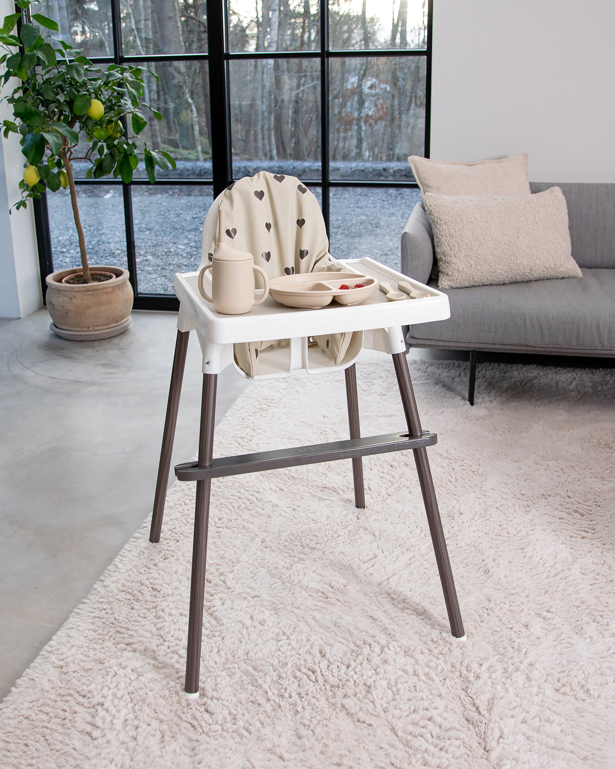 Pudebetræk til IKEA Antilop - Beige med hjerter