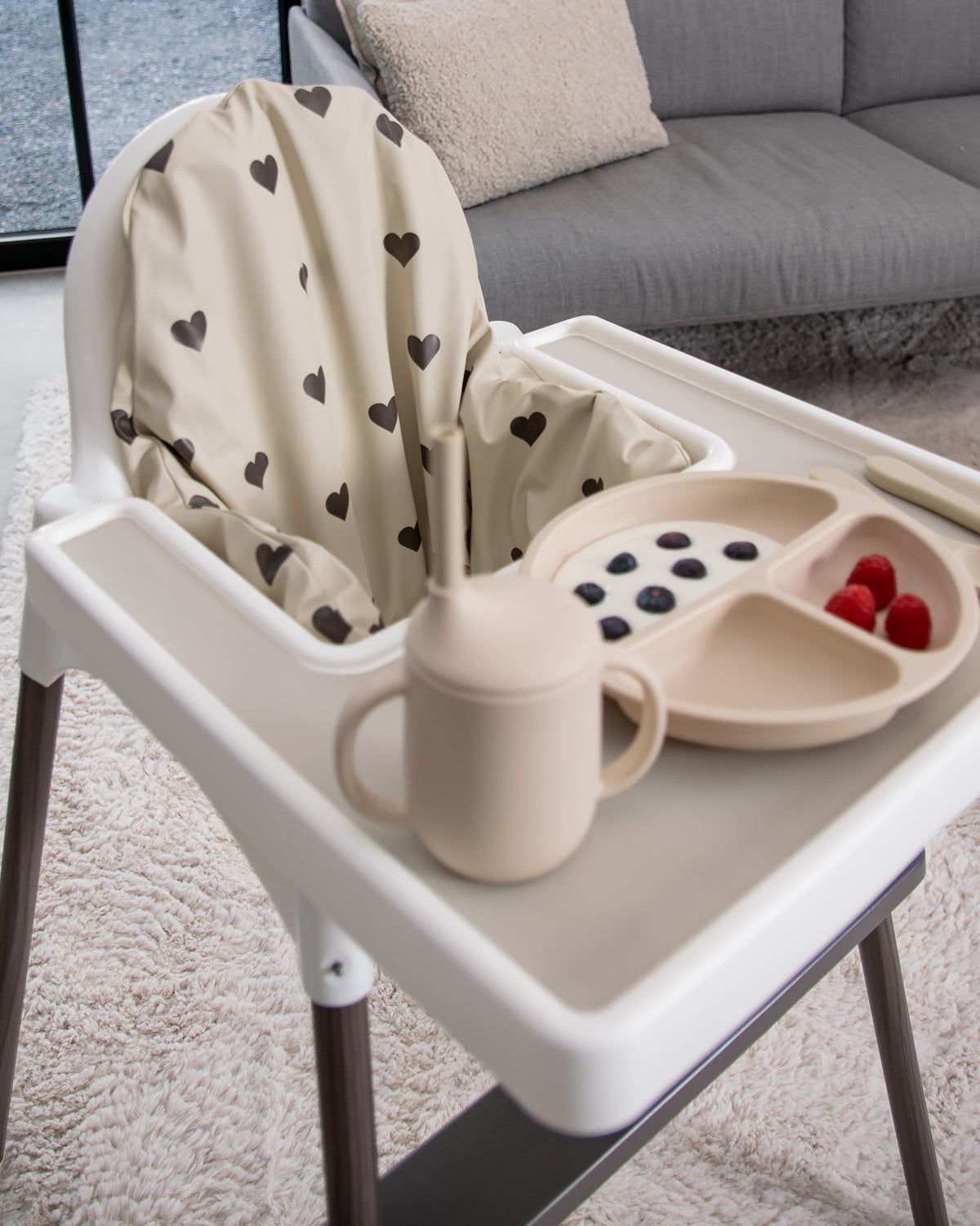Pudebetræk til IKEA Antilop - Beige med hjerter