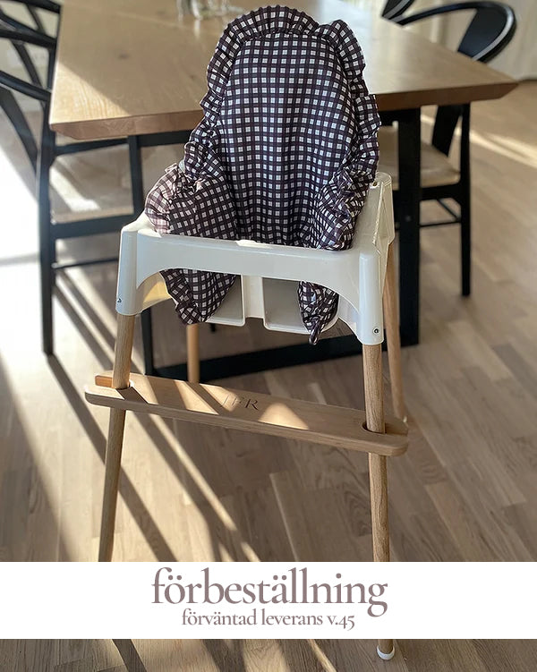 Pudebetræk med flæse til IKEA Antilop - Choco Gingham