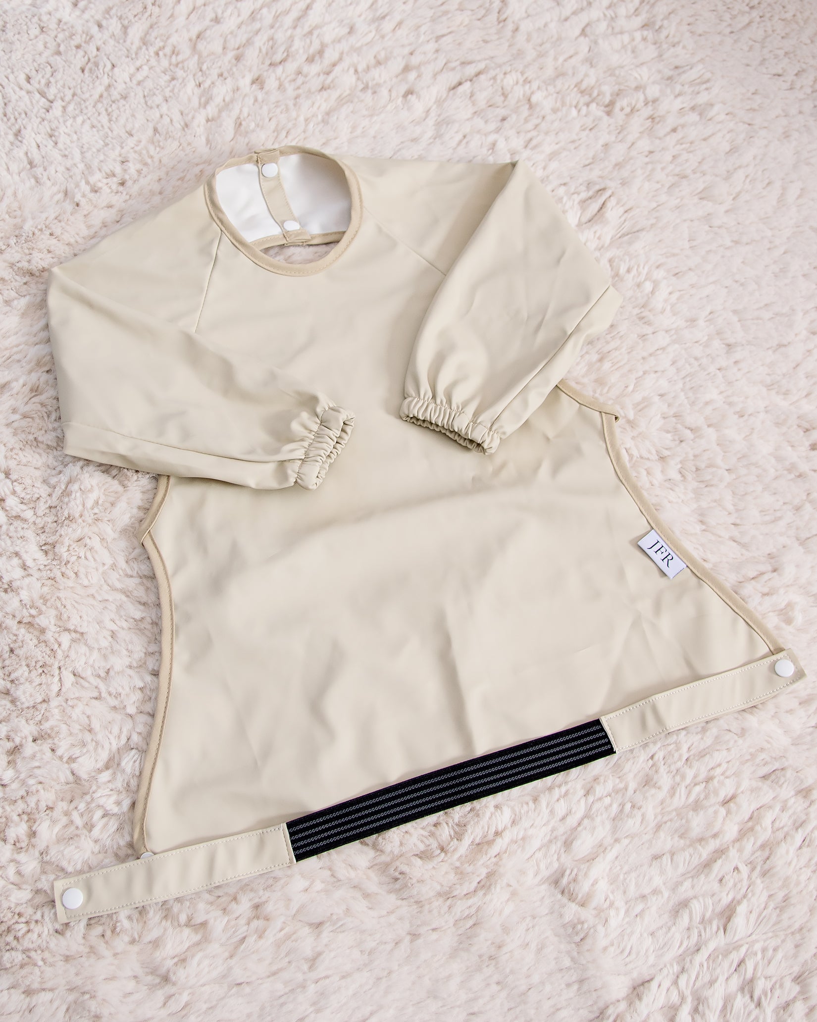 Langærmet hagesmæk med forklæde - Beige