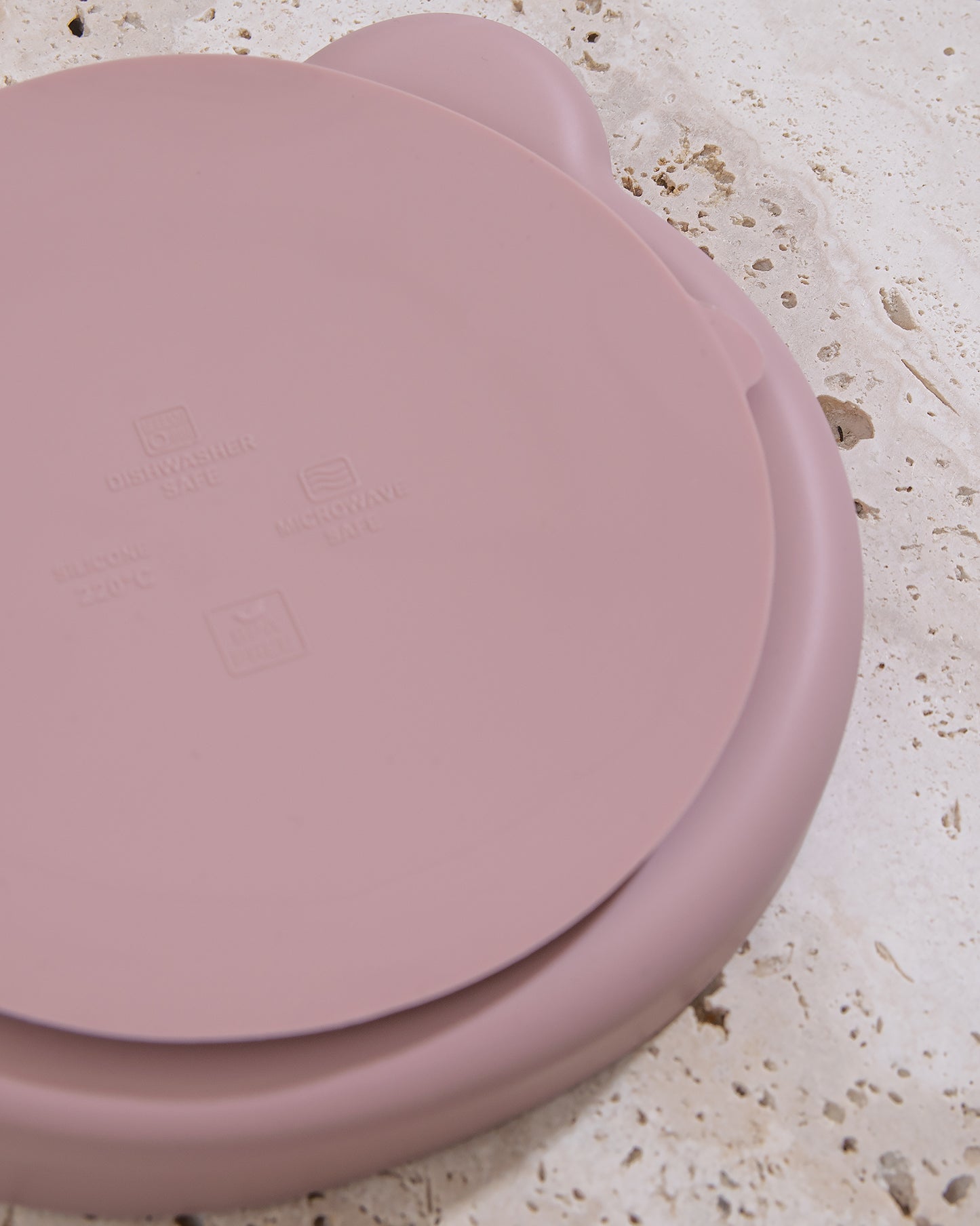 Tallerken bjørn i silikon - Blush Pink