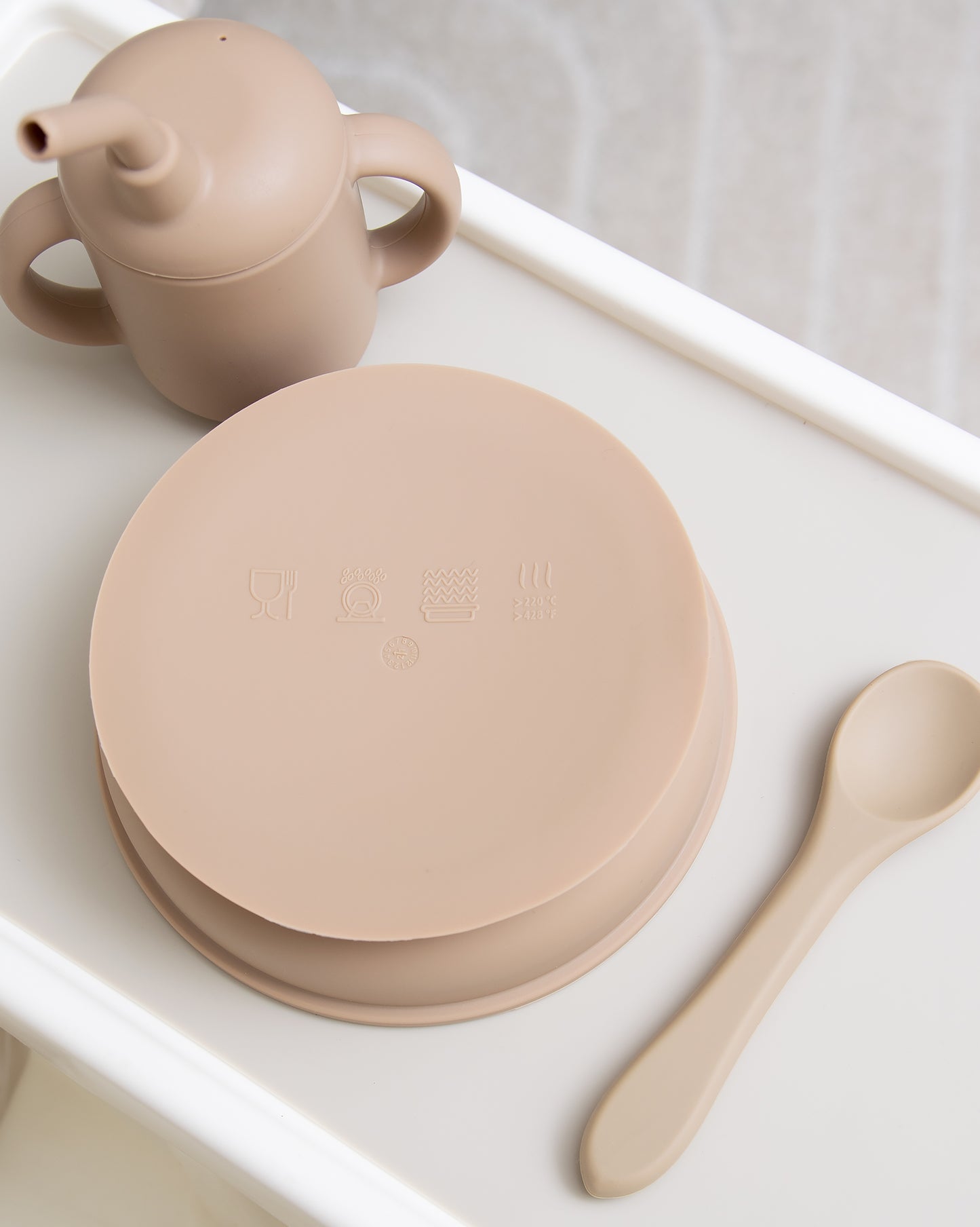 Børnetallerken/skål uden opdeling - Taupe