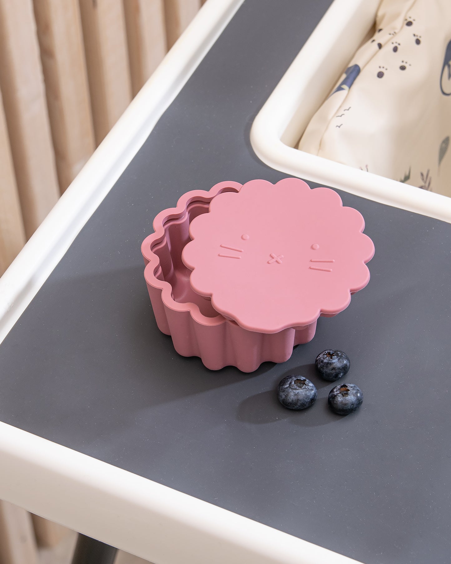 Aaltomainen kulho kannella - Dusty Pink