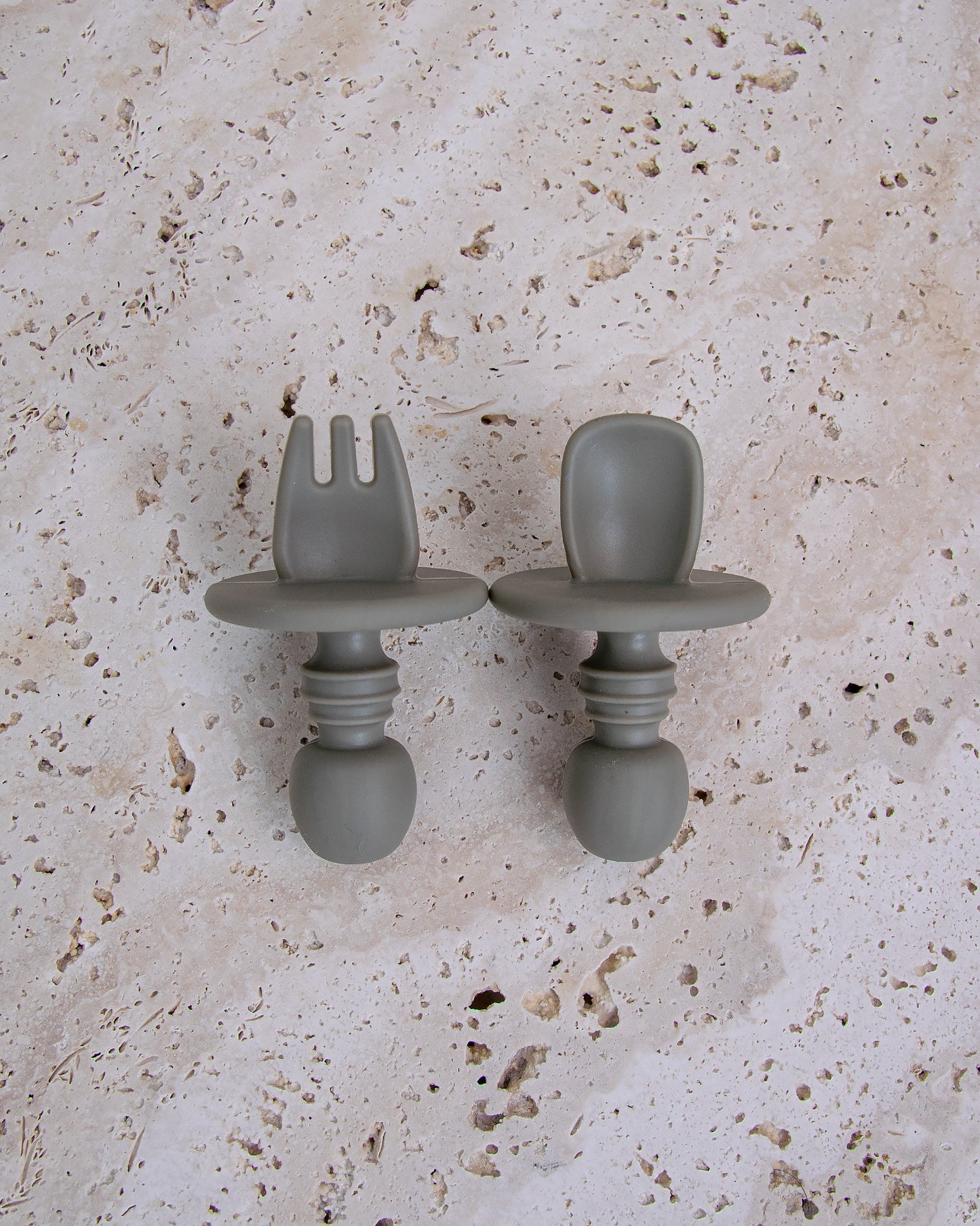 Pre-Spoon/Nybörjarsked & Gaffel - Dusty Green (2 st)