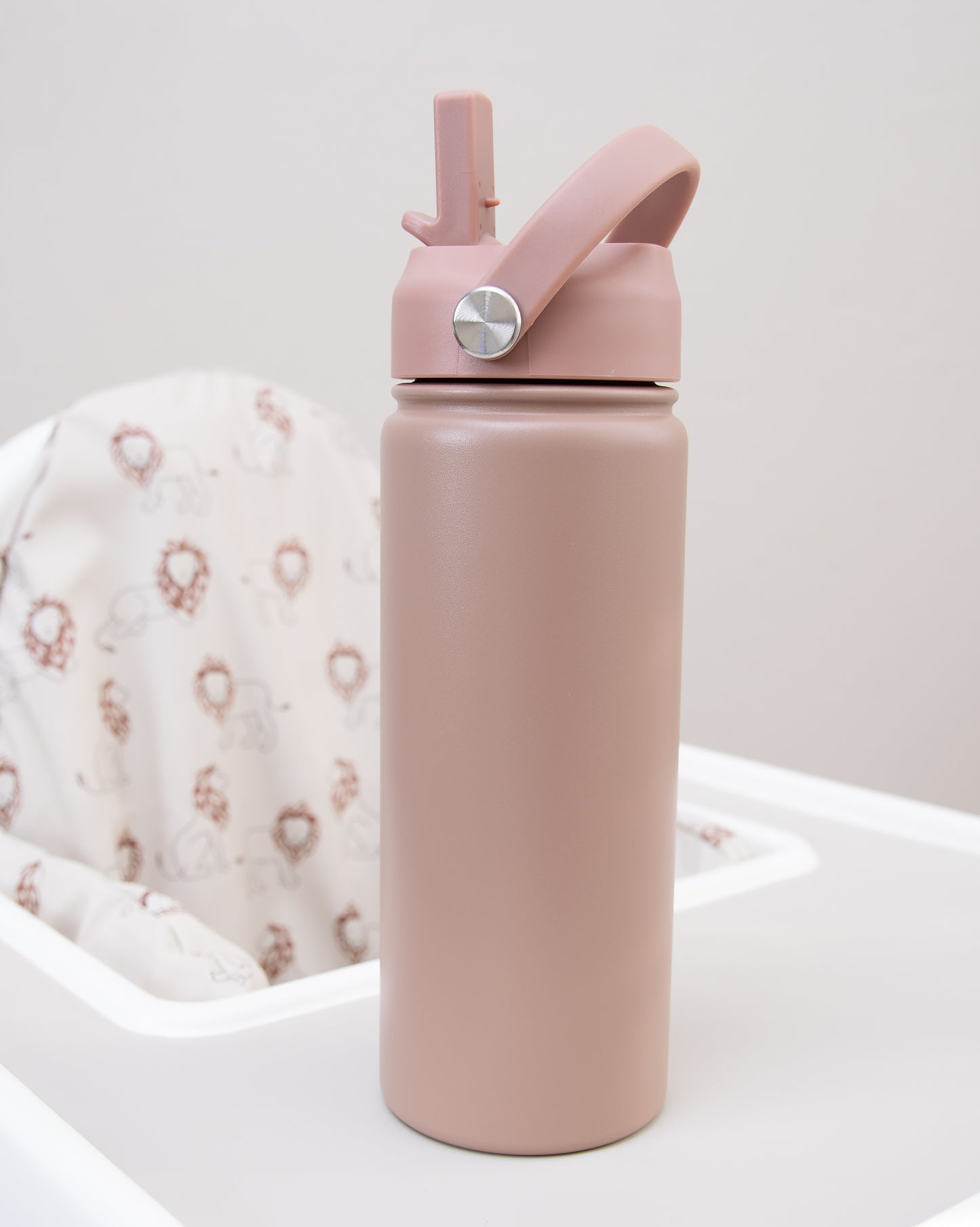 Isoleret sugerørsflaske til børn - Teddy Brown