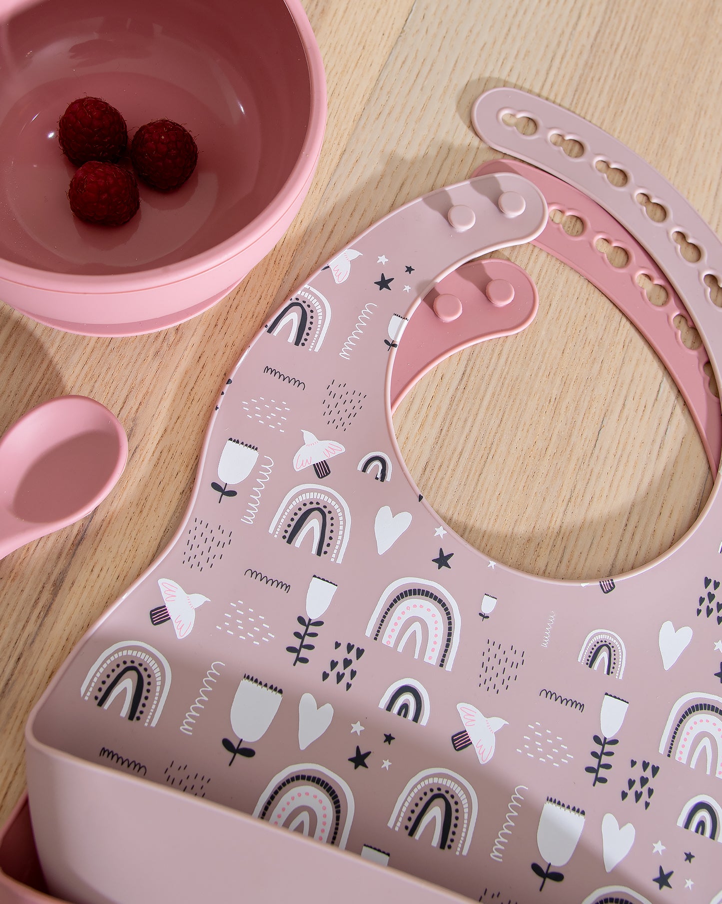 Barnservis Bibs Set - Dusty Pink