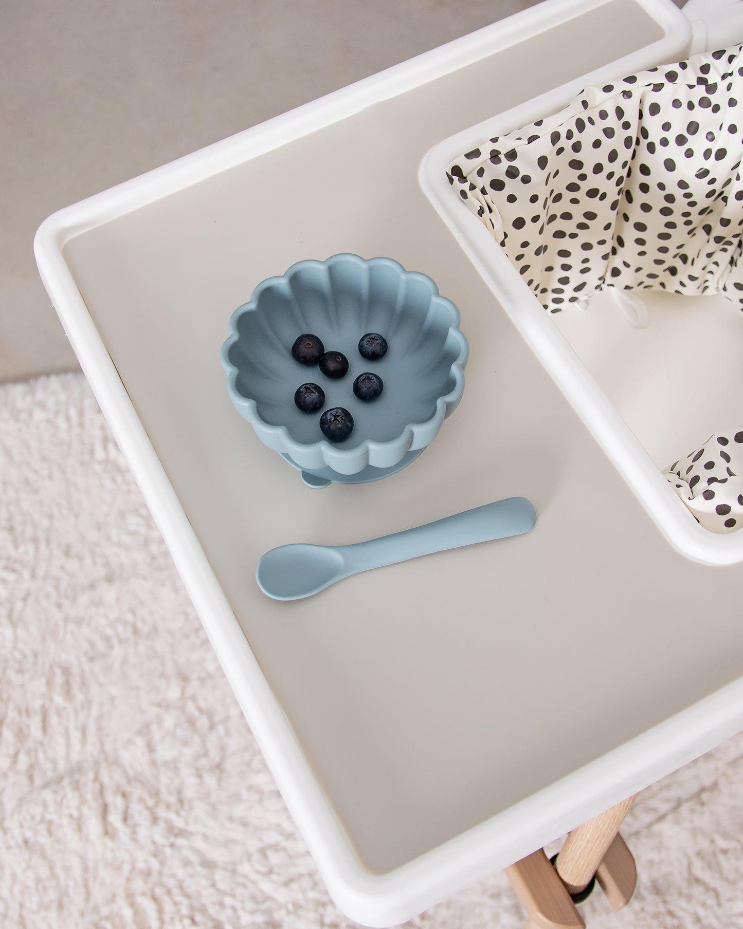 Silikonskål Med Sked - Blue