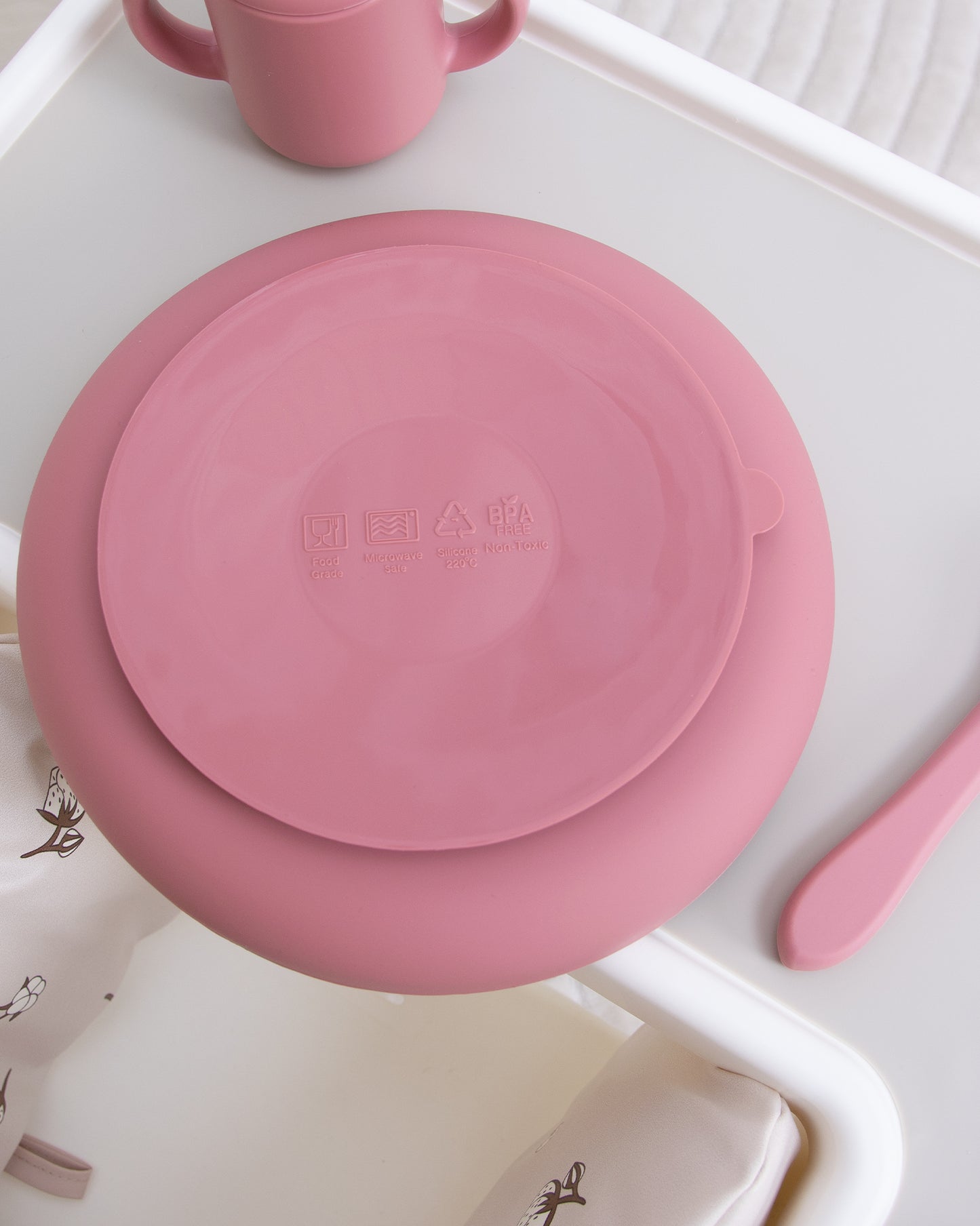 Barntallrik utan uppdelning - Dusty Pink