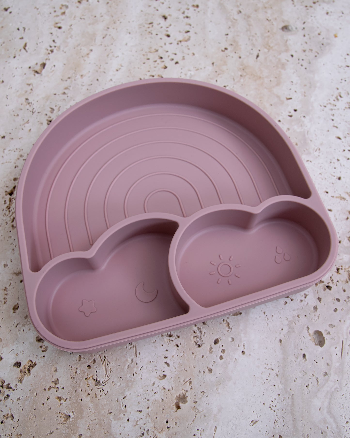 Silikontallrik med lock - Clouds Pink