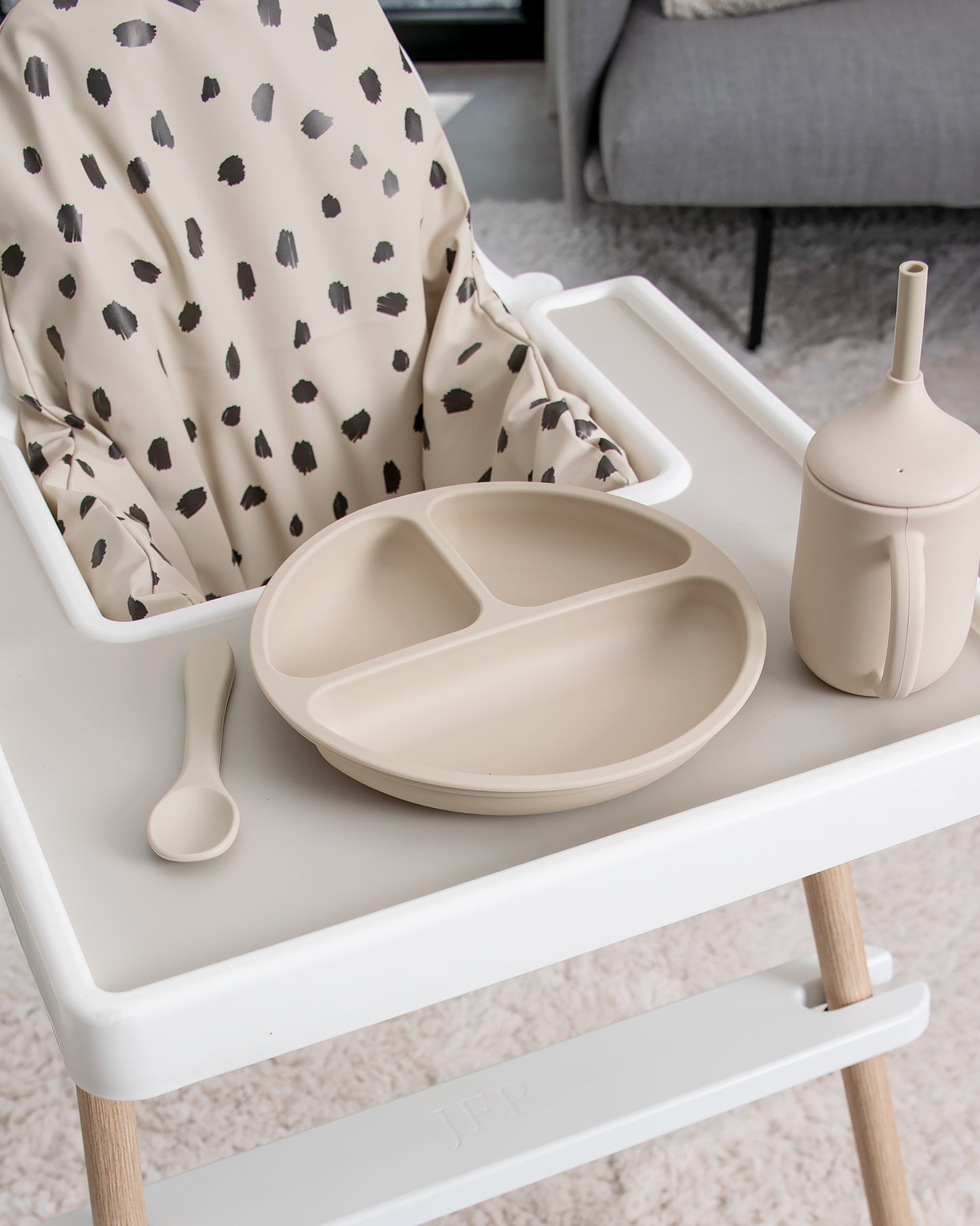 Opdelt Barnetallerken 4 Sugekopper - Sand/Beige