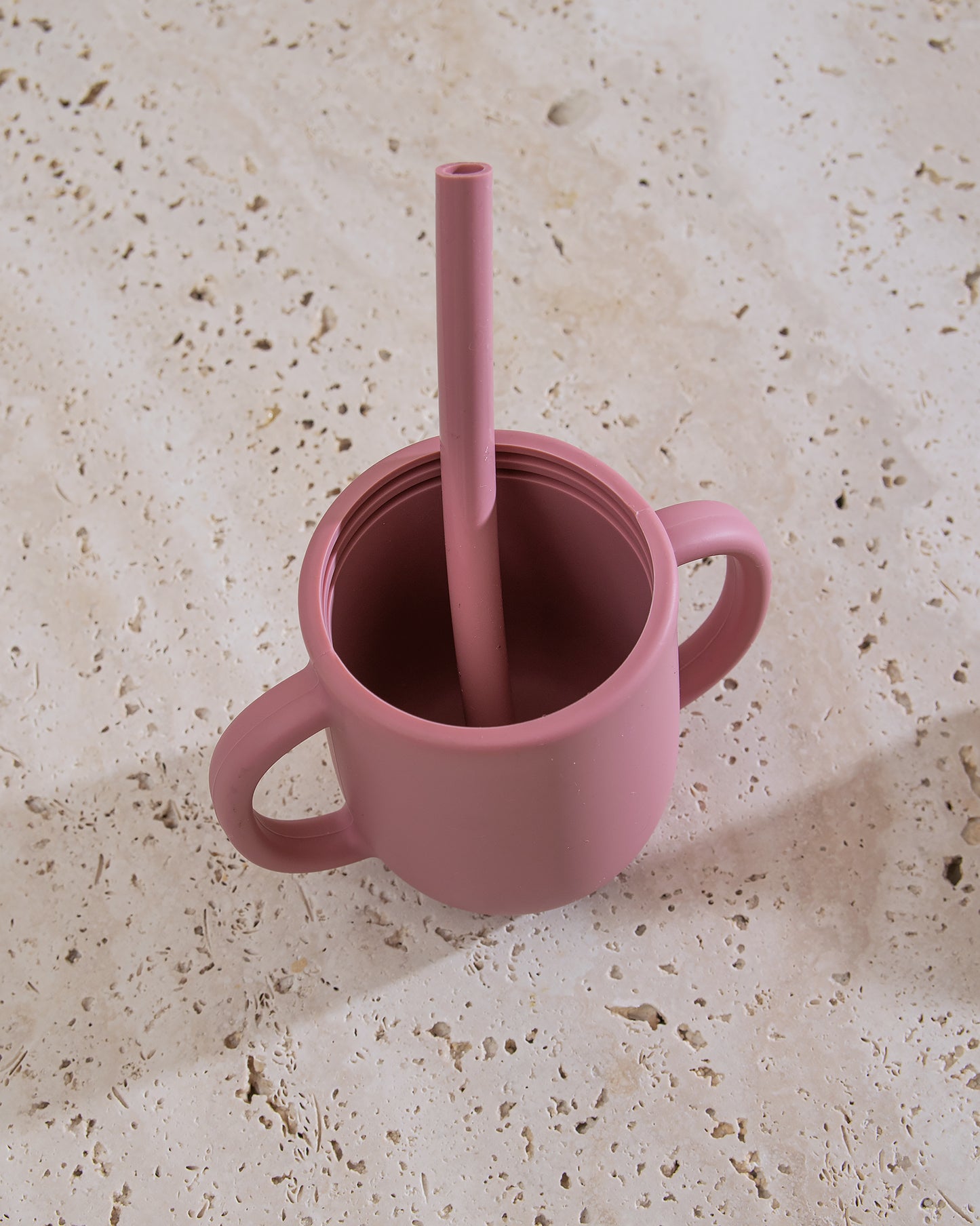 Mugg med sugrör silikon - Dusty Pink