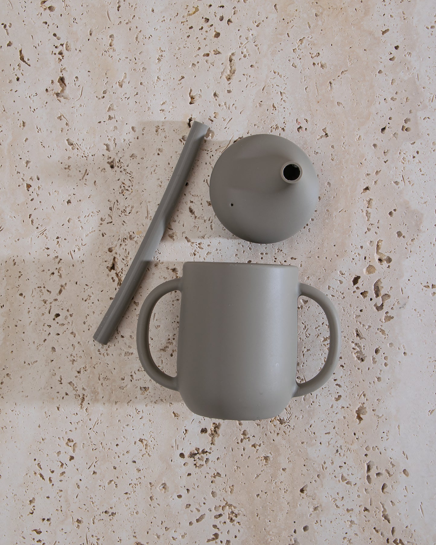 Mugg med sugrör silikon - Dusty Green