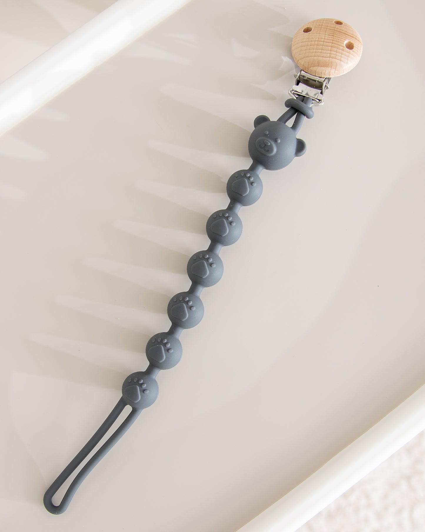 Napphållare i silikon - Teddy - Grey