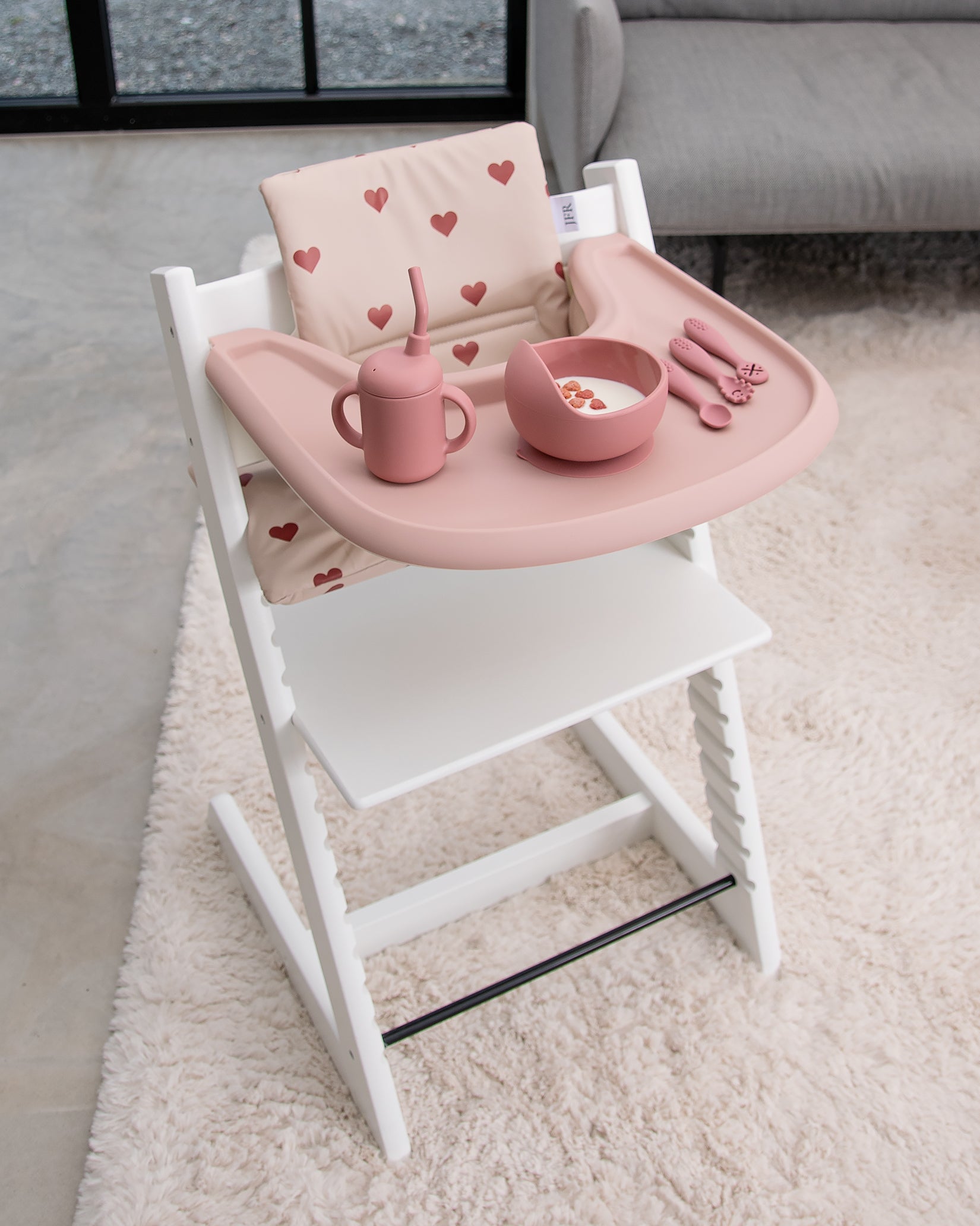 Cushion for Stokke Tripp Trapp Pink with Hearts – JFR