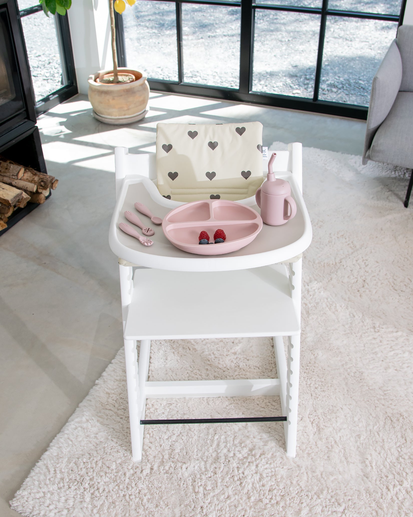 Hynder til Stokke Tripp Trapp - Beige med hjerter