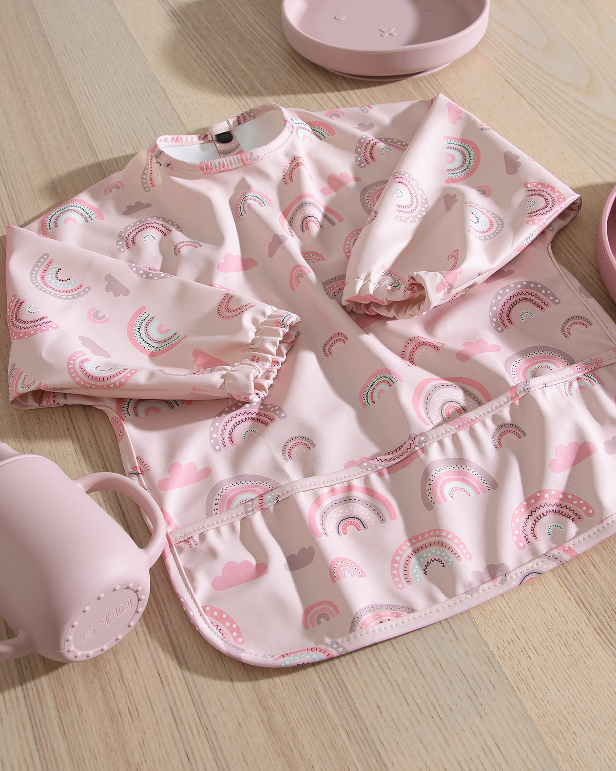 Long-Sleeved Bib - Pink Clouds