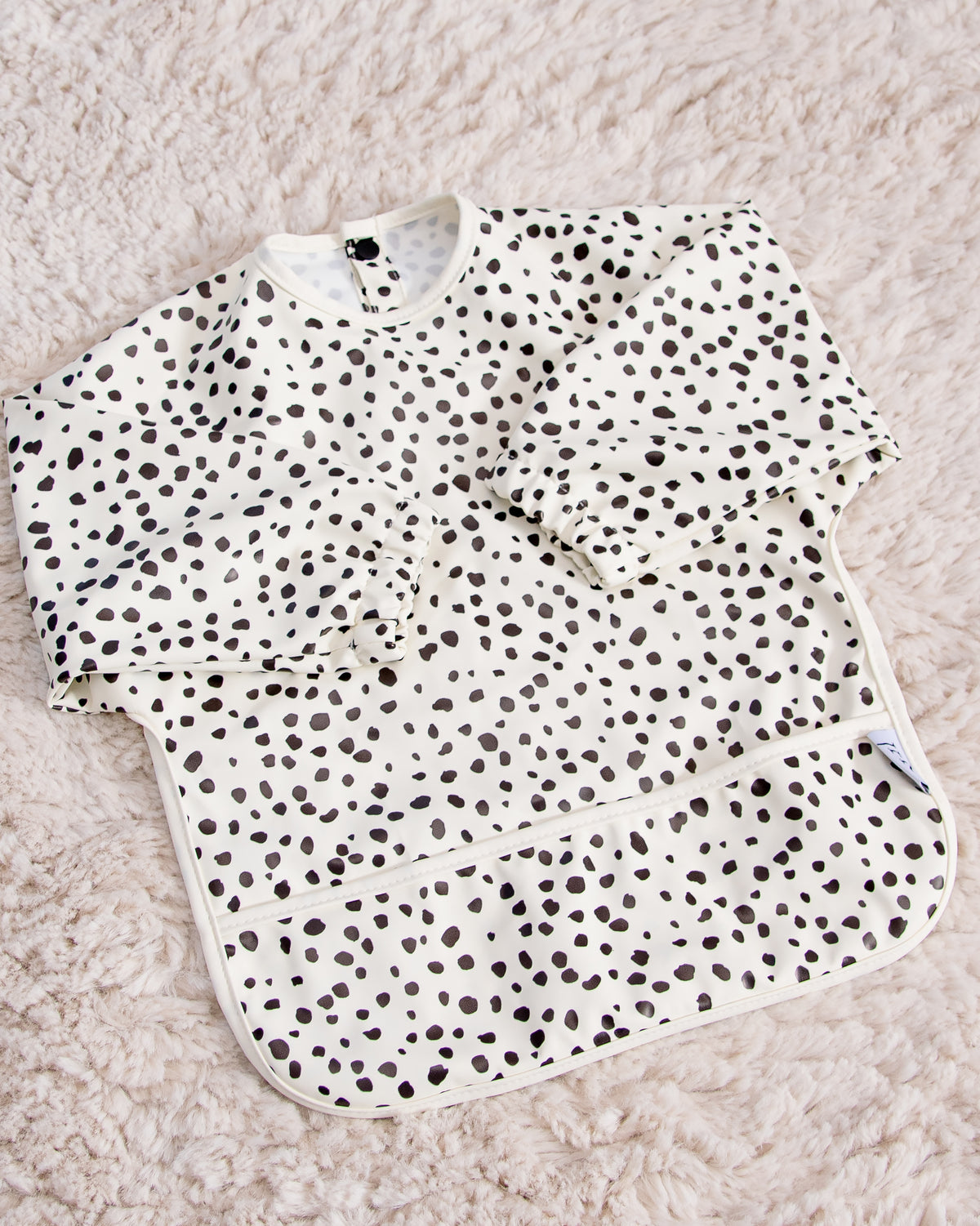 Long-sleeved bib - Mini Dot White