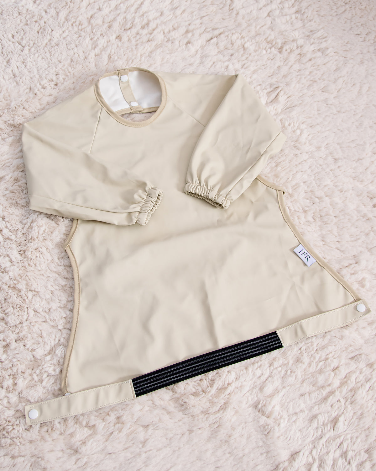 Langærmet hagesmæk med forklæde - Beige