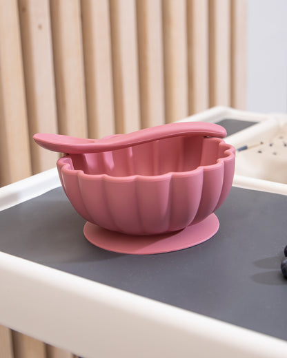 Silicone Bowl With Spoon - Dusty Pink
