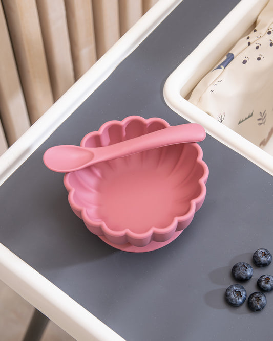 Silicone Bowl With Spoon - Dusty Pink