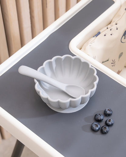 Silicone Bowl With Spoon - Grey