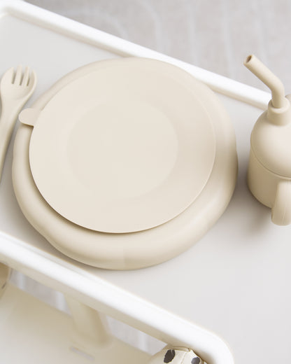 Divided Children's Plate with Suction Cup - Beige