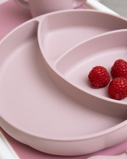 Divided Children's Plate with Suction Cup - Blush Pink