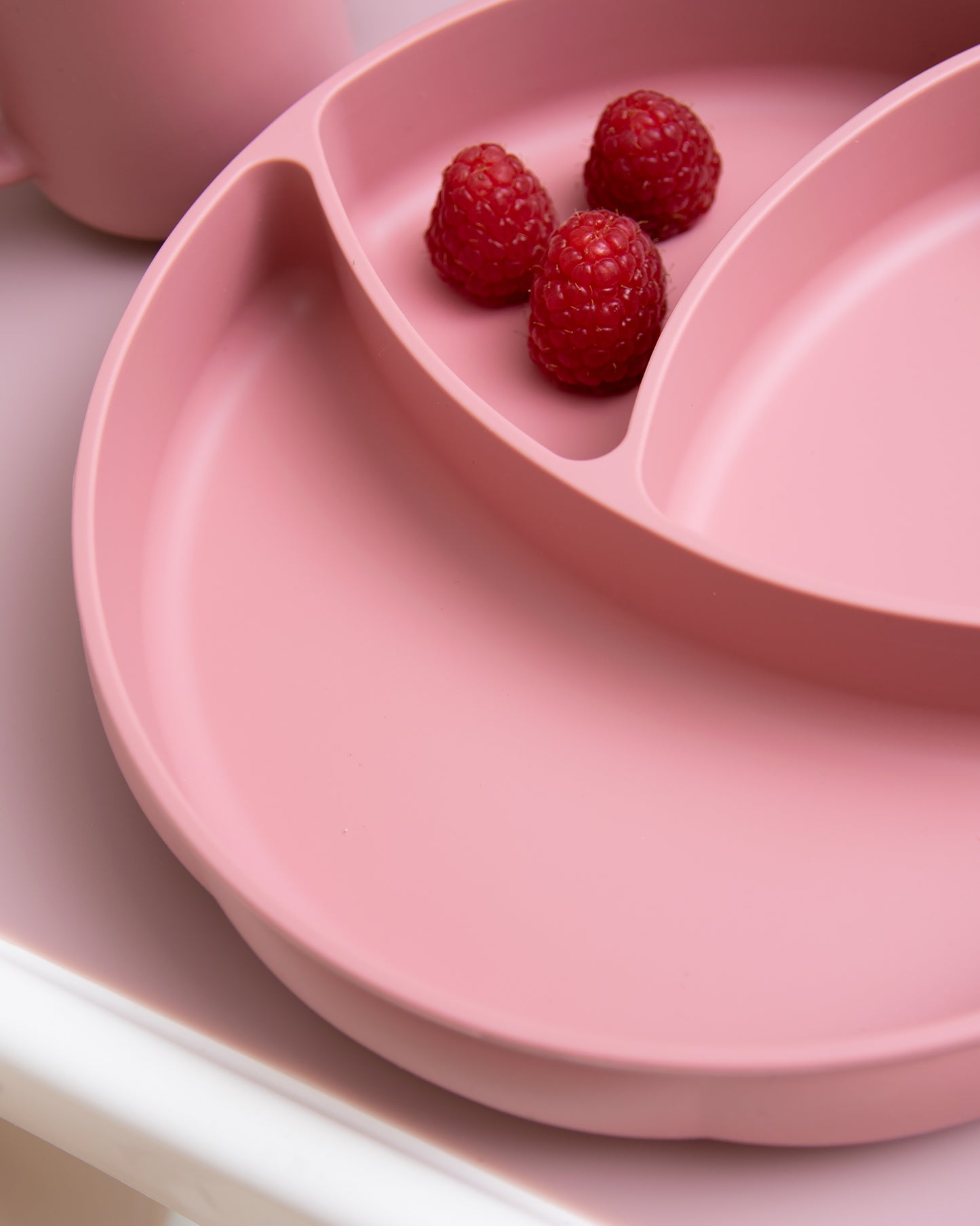 Divided Children's Plate with Suction Cup - Dusty Pink