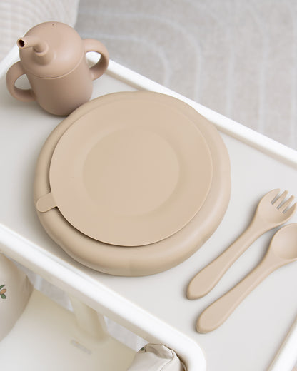 Divided Children's Plate with Suction Cup - Taupe