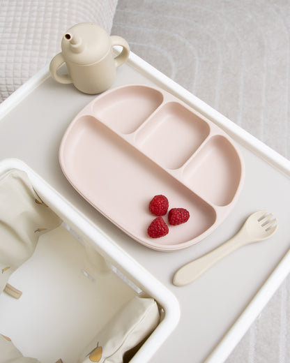 Divided Children's Plate with 4 Compartments - Sand/Beige