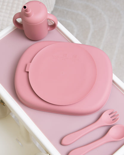 Divided Children's Plate with 4 Compartments - Dusty Pink