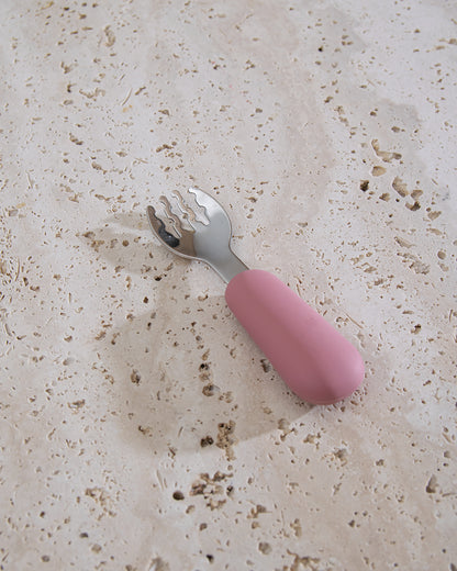 Children's fork in silicone/steel - Dusty Pink