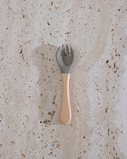Children's spoon with wooden handle - Dusty Green