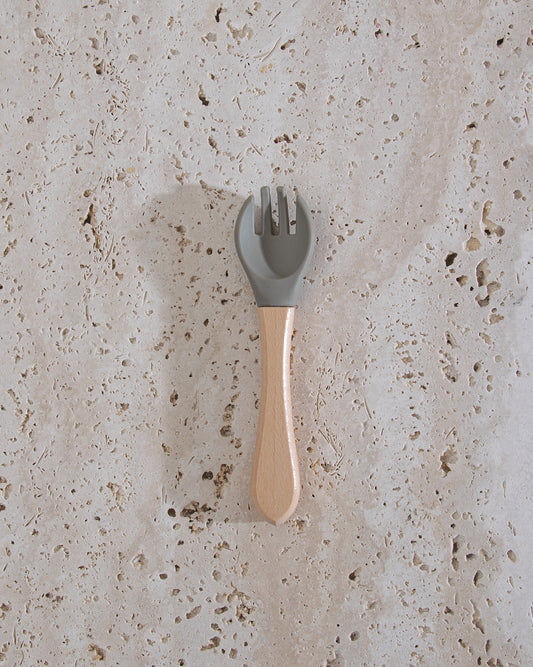Children's spoon with wooden handle - Dusty Green