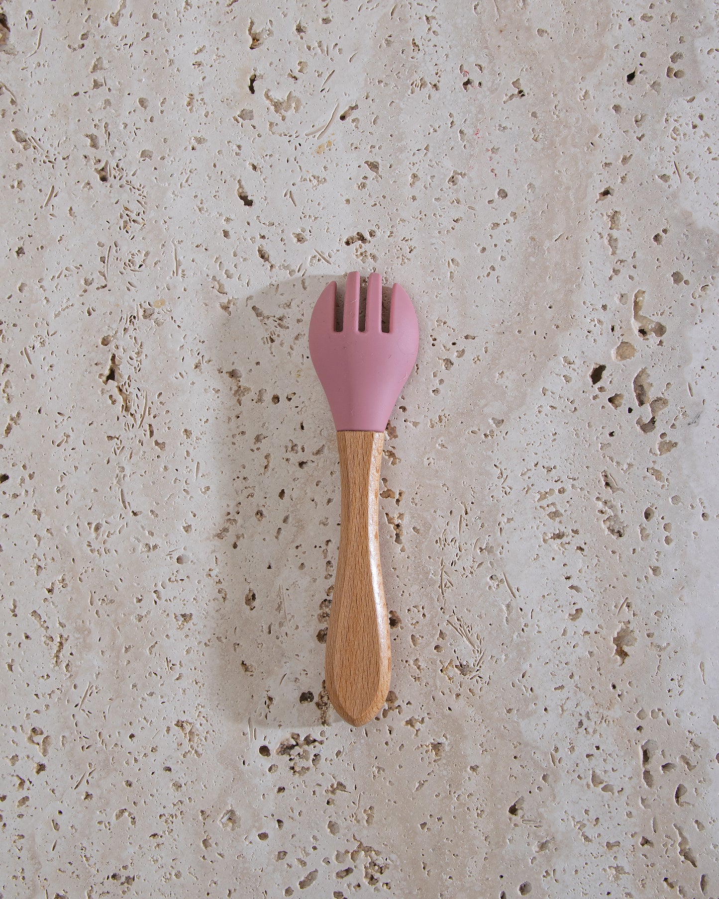 Children's fork with wooden handle - Dusty Pink