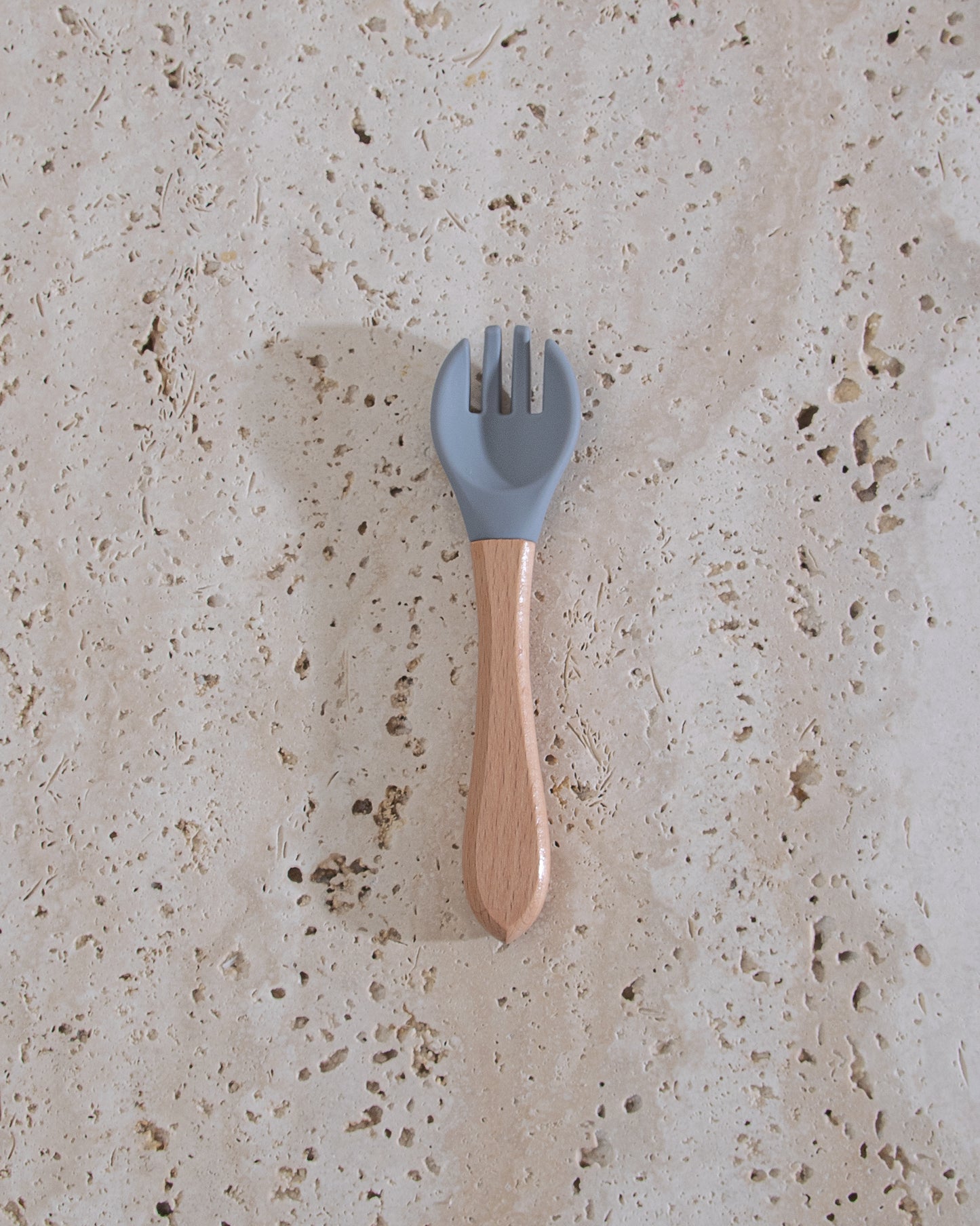 Children's fork with wooden handle - Grey