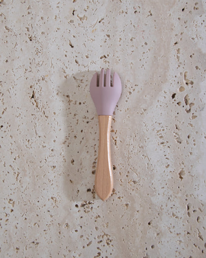 Children's fork with wooden handle - Blush Pink