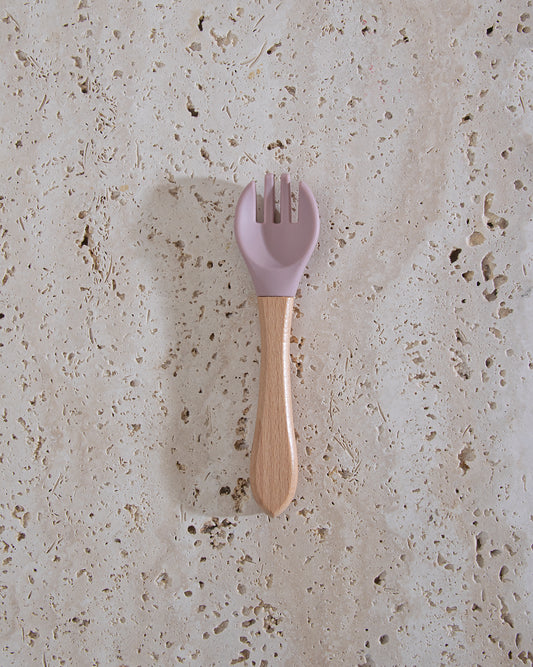 Children's fork with wooden handle - Blush Pink