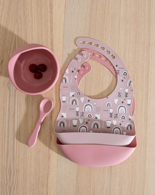 Barnservis Bibs Set - Dusty Pink