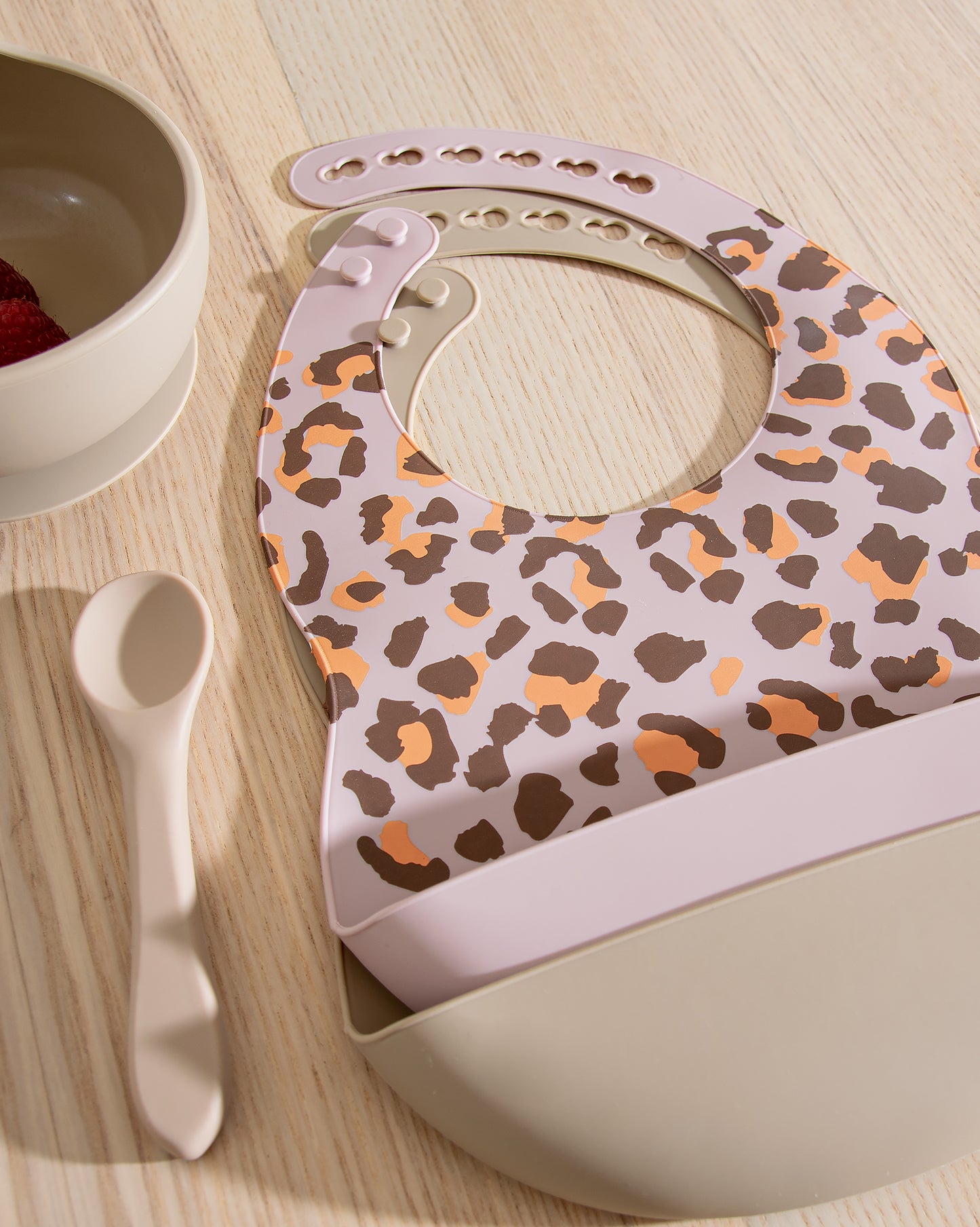 Barnservis Bibs Set - Beige Leopard