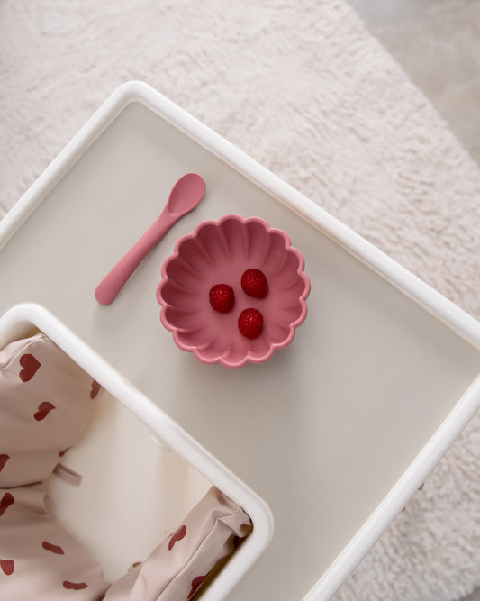  Silicone Bowl With Spoon - Dusty Pink