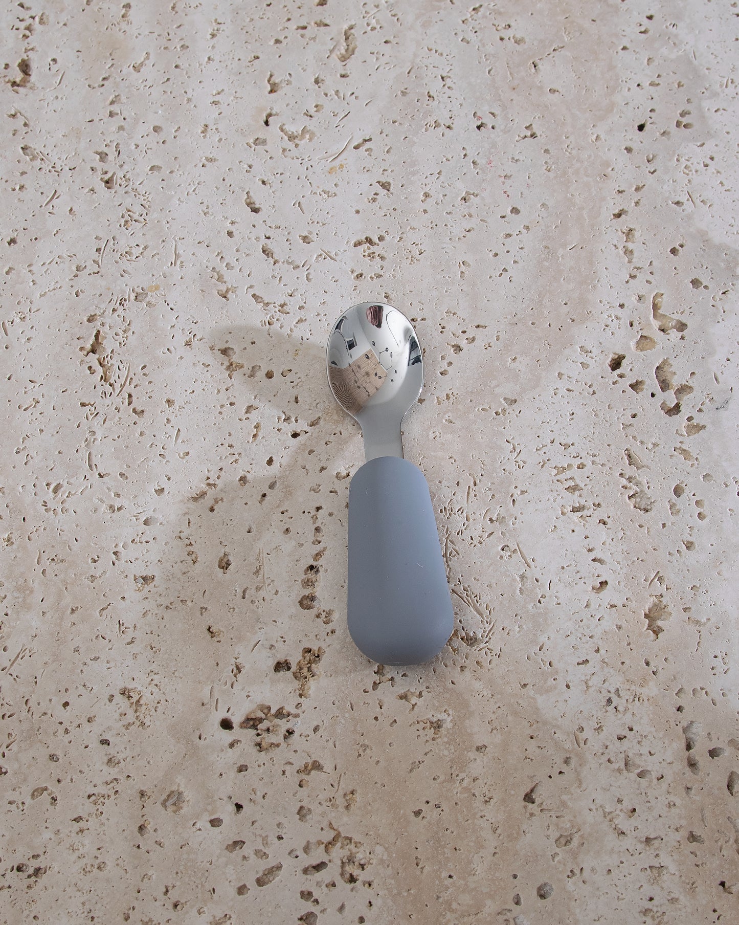 Children's spoon in silicone/steel - Grey