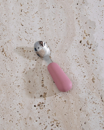 Children's spoon in silicone/steel - Dusty Pink