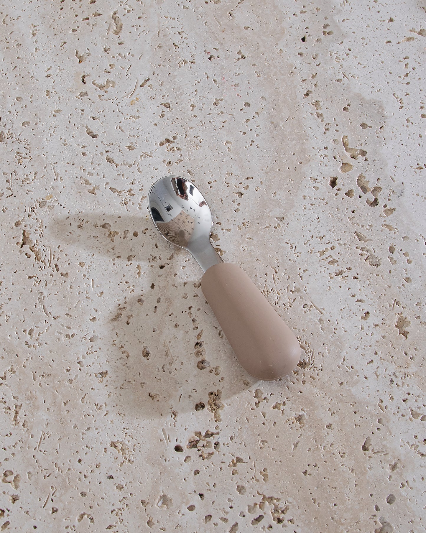 Children's spoon in silicone/steel - Taupe