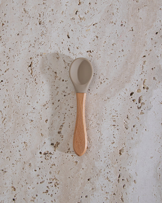 Children's spoon with wooden handle - Taupe