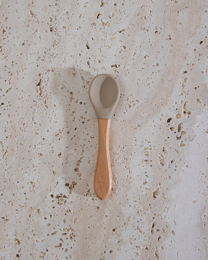 Children's spoon with wooden handle - Taupe