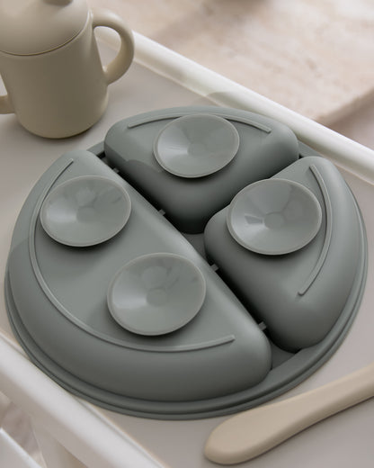 Uppdelad Barntallrik 4 Sugproppar - Dusty Green