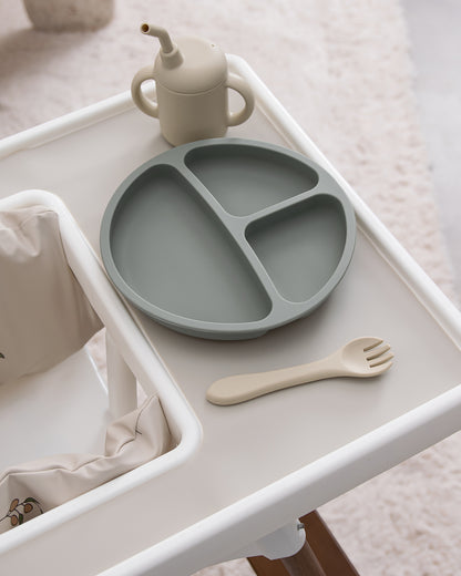 Uppdelad Barntallrik 4 Sugproppar - Dusty Green