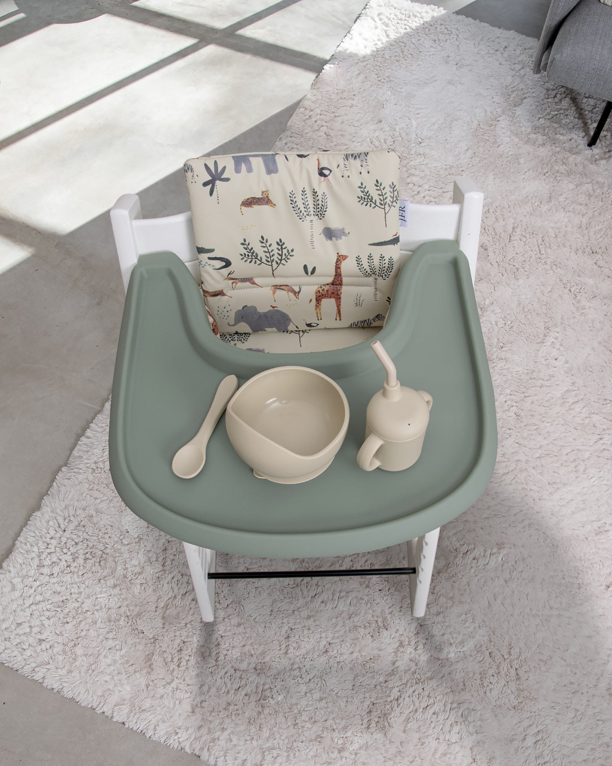 Cushion for Stokke Tripp Trapp - Beige Jungle Animals