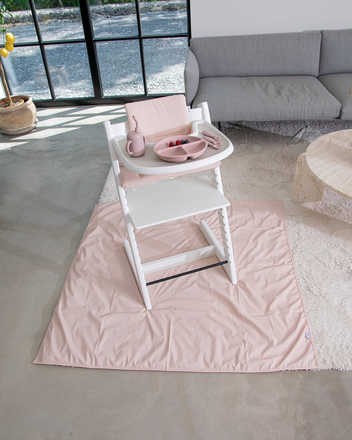 Floor protector for high chair - Blush Pink